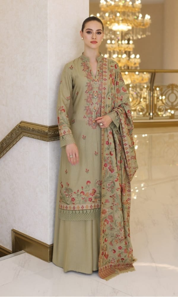 Bareeze Grace - 3PC Embroidered Wool Suit